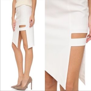 Michelle mason white cage asymmetrical skirt